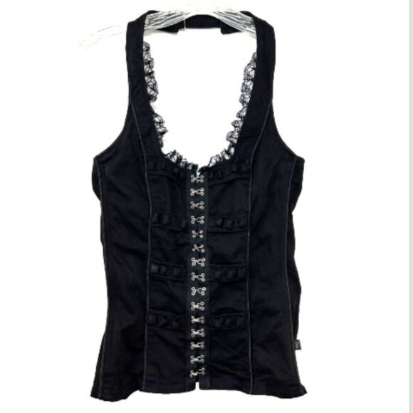 Tripp NYC ladies Halter Top Corset Small Goth Lace emo core 90s punk y2k capsule - Picture 1 of 16